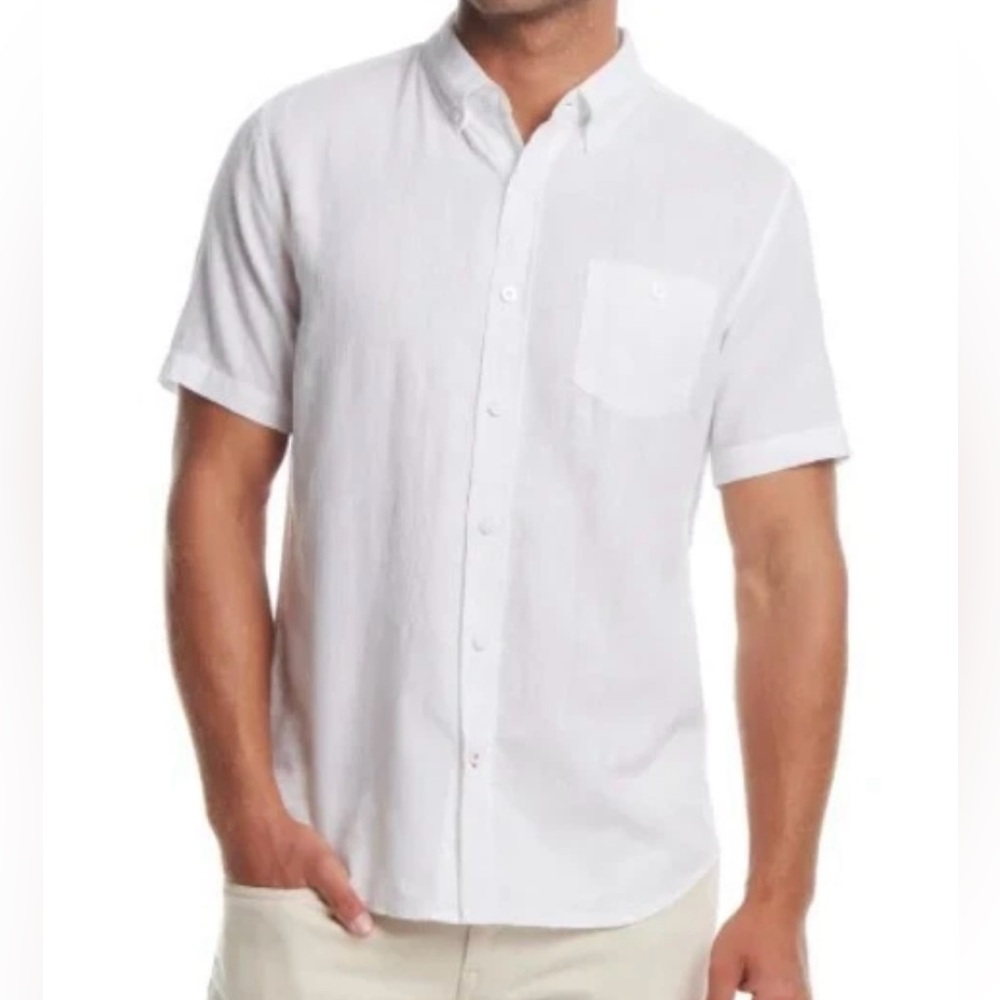 Weatherproof Vintage Men’s Size Small Washable Linen Shirt, White